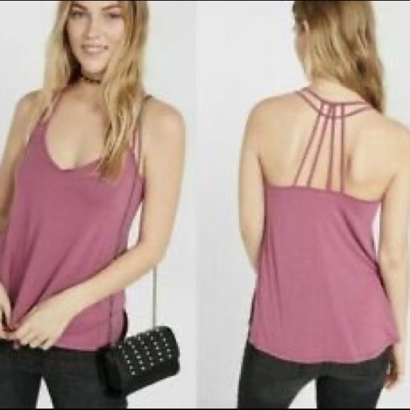 Express Tops - Express Mauve Strappy Back Tank Top